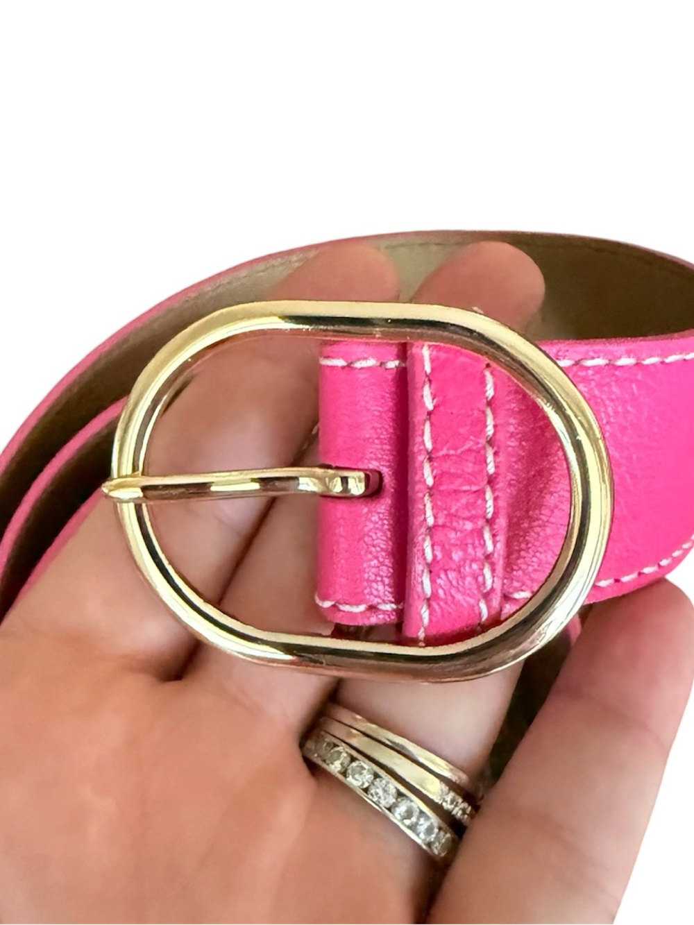 Talbots Pretty in Pink Belt| Gold Hardware| Preppy Belt M
